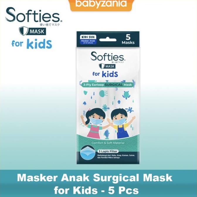Softies Earloop 3ply Surgical Mask Masker Anak - 5 Pcs 90-babyzania-id dijamin