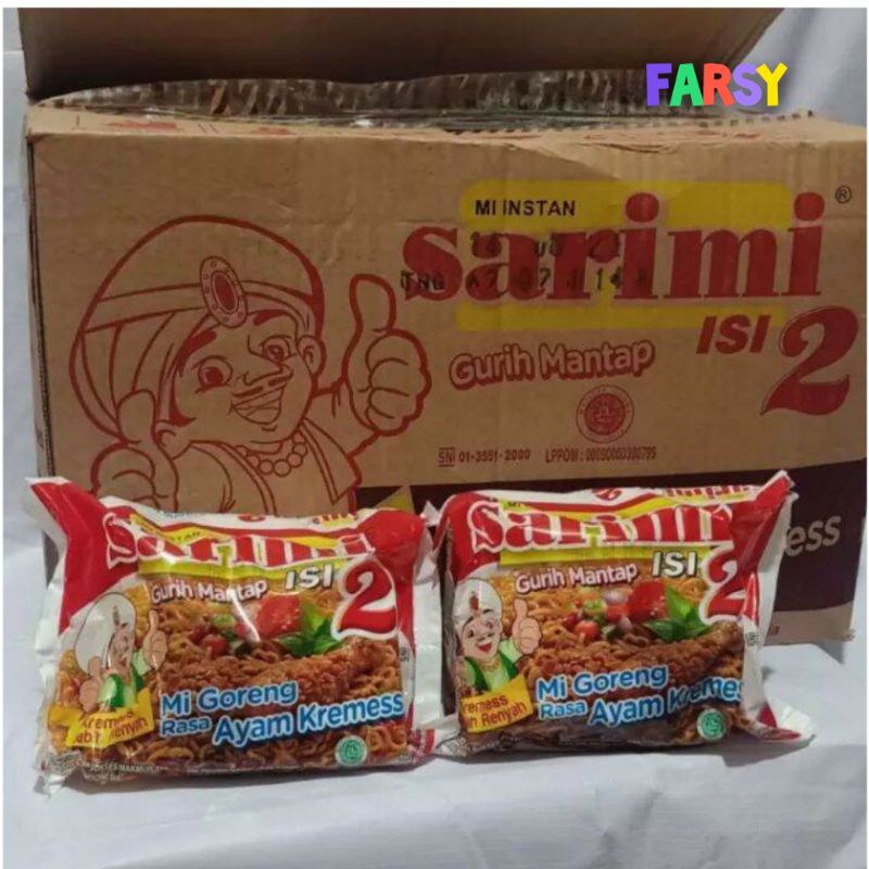 

NOODLES/MIE INSTANT SARIMI ISI 2 GORENG RASA AYAM KREMES KEMASAN DUS ISI 24 PCS