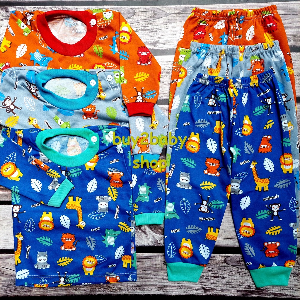 Baju bayi setelan kaos panjang celana panjang warna motif Cico Miko usia 0-12 Bulan 3 Setelan