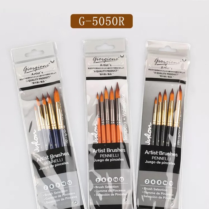 

Aman Giorgione Brush Set 5 Pcs G-5050R Kuas Lukis Nylon Berkualitas