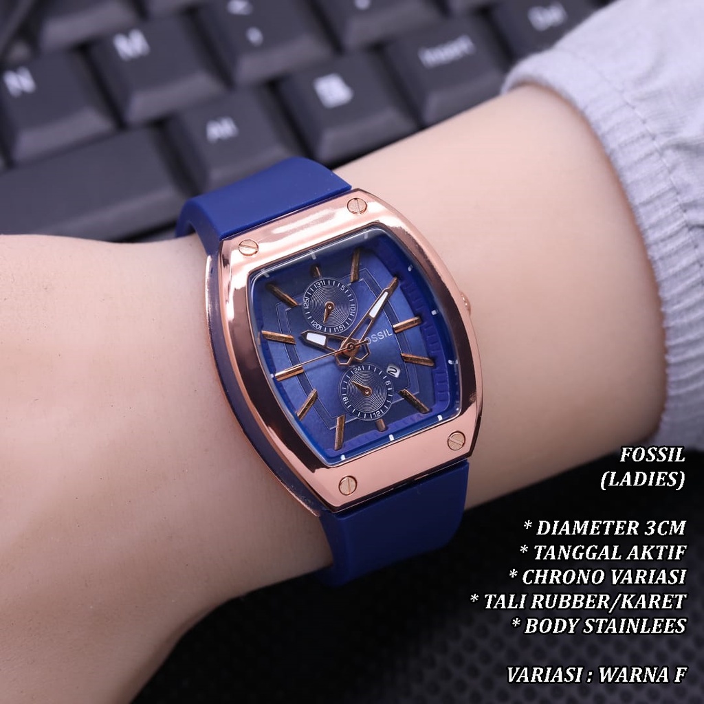 (BISA COD) JAM TANGAN WANTIA FASHION TALI RUBBER BODY OVAL ROSE GOLD TANGGAL AKTIF CHRONO VARIASI