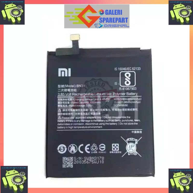 BN 31 BATERAI BATRE XIAOMI REDMI NOTE 5A PRIME S2 MI5X MI A1 BN31 BATTERY MIA1