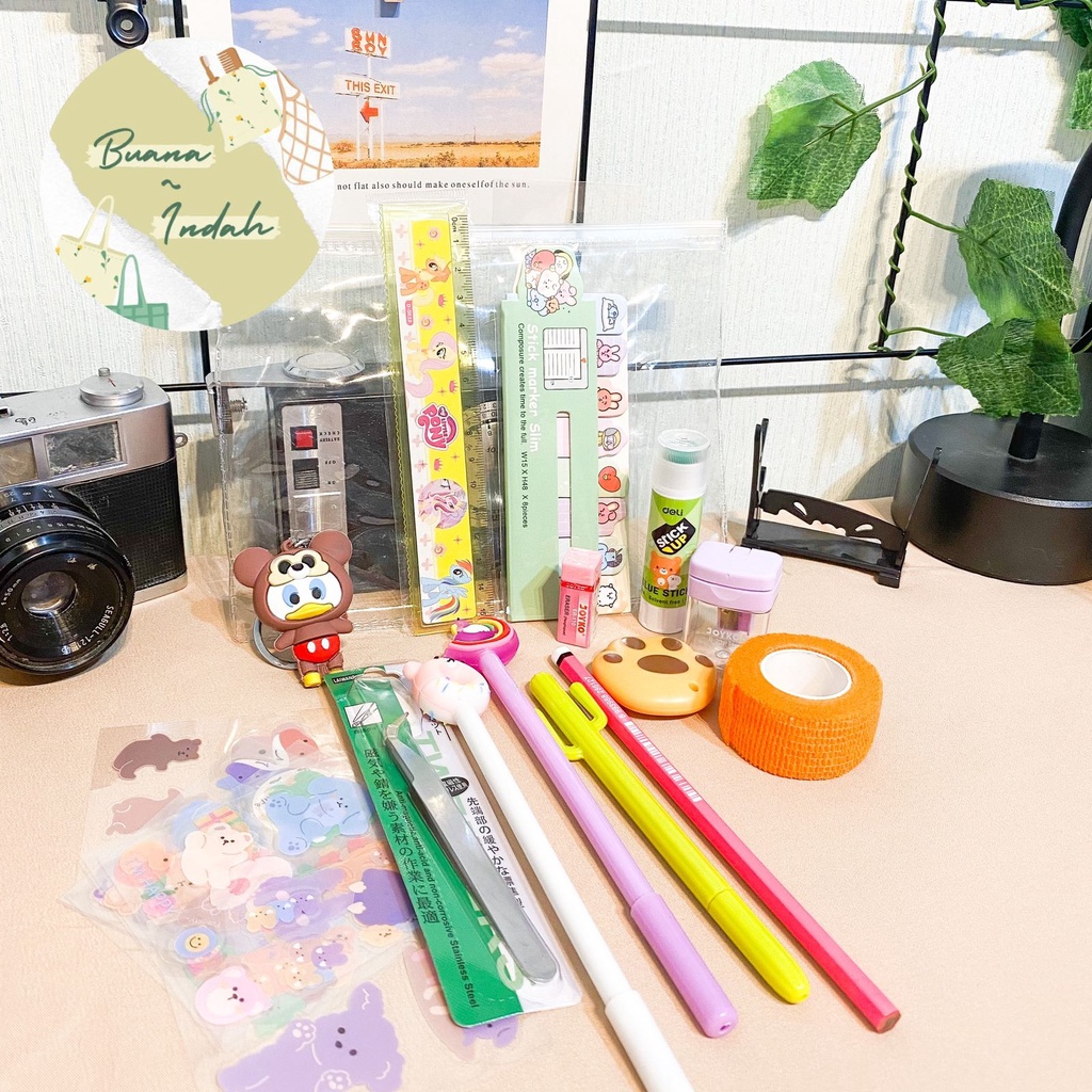 

ABmart Pouch Set alat tulis sticker pensil gantungan kunci pulpen pena pensil penggaris sekolah