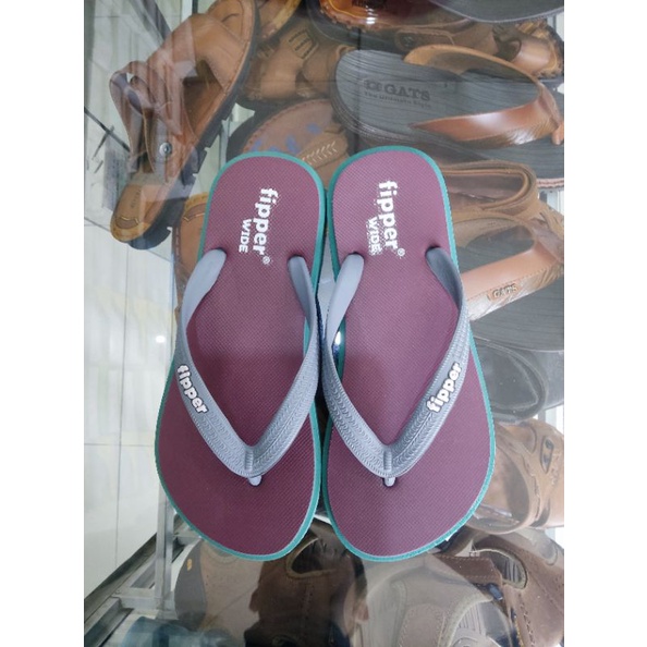 fipper wide maroon,green (emerald), grey