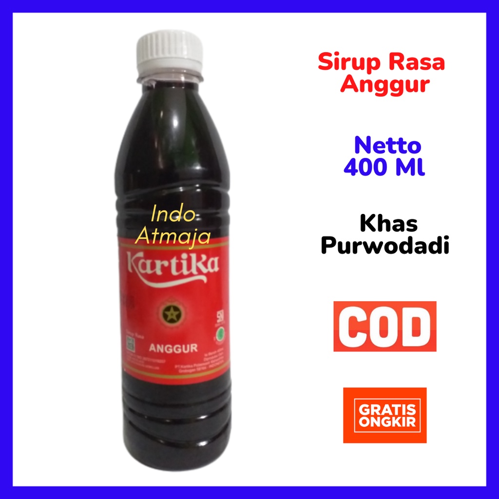 

Sirup Rasa Anggur Oleh Oleh Khas Purwodadi Grobogan Sirup Kartika 400 Ml