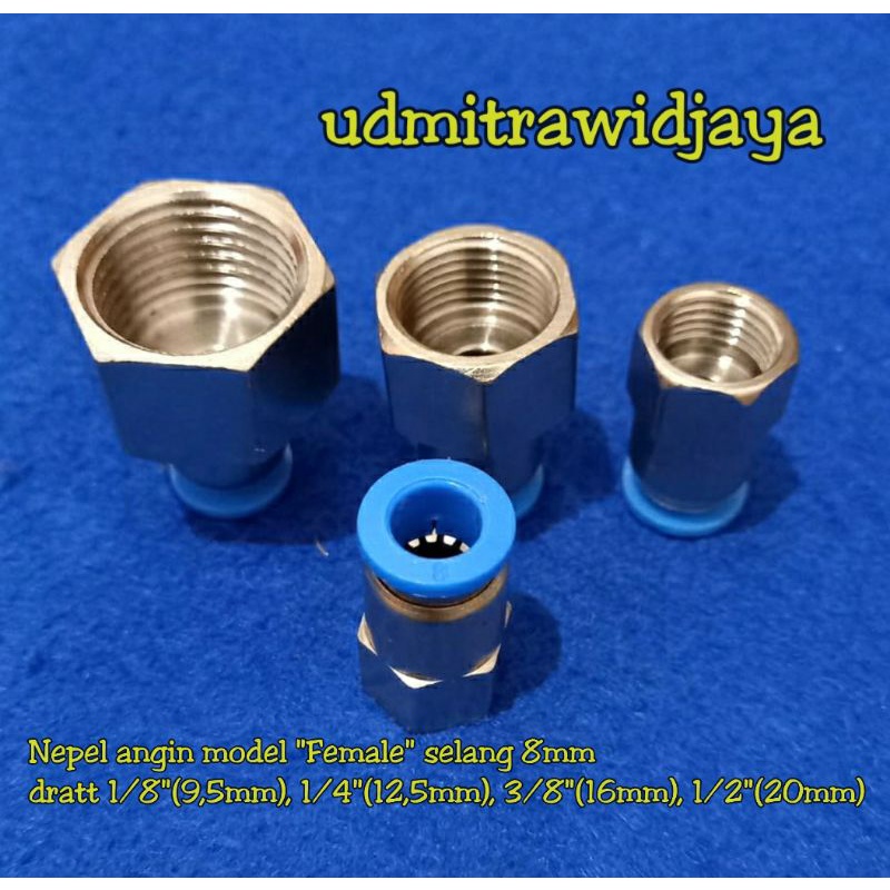 Fitting pneumatic  / sambungan selang angin 8mm Model Female dratt 1/8 , 1/4 , 3/8 , 1/2  sambungan selang klakson model female nepel angin type MPCF dratt nepel angin air nepel angin truk fuso double kabin neple angin sambungan angin type Spcf