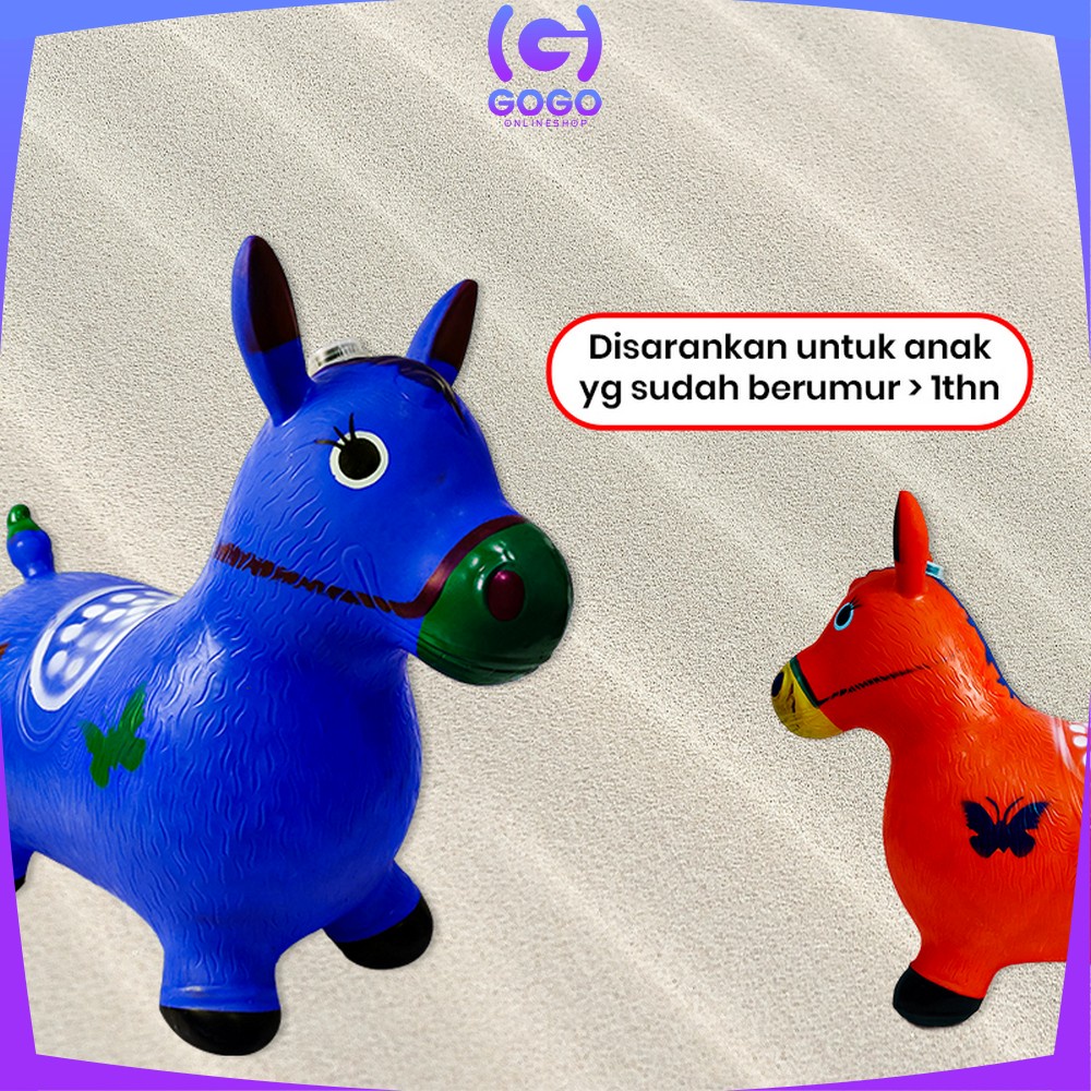 GOGO-M297 Mainan Kuda Kudaan Karet Anak Jumping Animal Ada Musik dan Lampu / Mainan Tunggang Anak Kuda Kudaan Genjot / Kuda Jumping Music