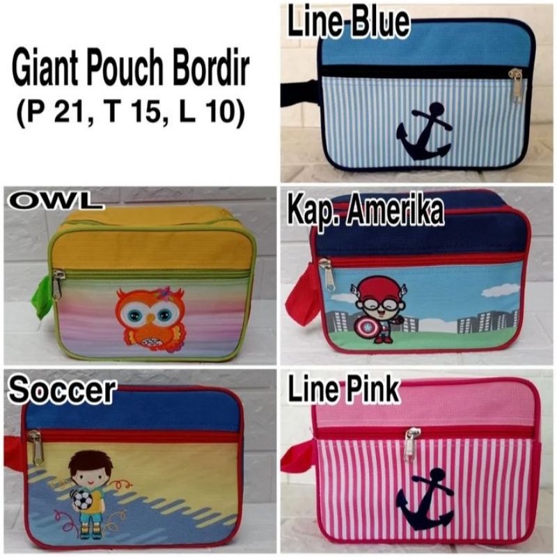 

GIANT POUCH BORDIR Pencil Case Anak Sekolah TEMPAT PENSIL ALAT TULIS