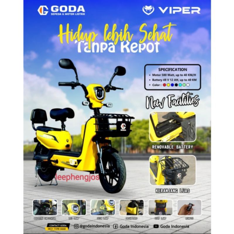 Sepeda Listrik GODA 141 Viper / Goda sepeda listrik / motor listrik
