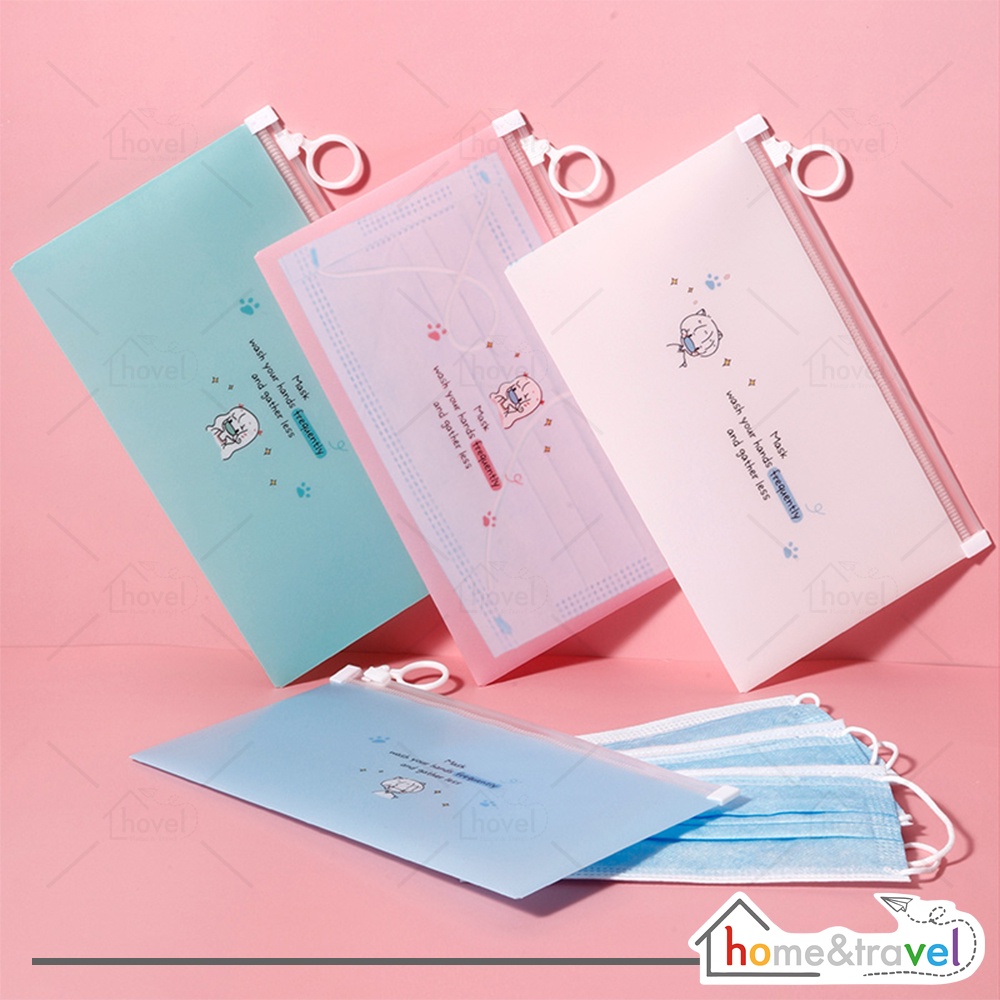 HOVELSHOP Zipper Pouch Tempat Penyimpanan Kosmetik Masker Kain Pensil Ziplock