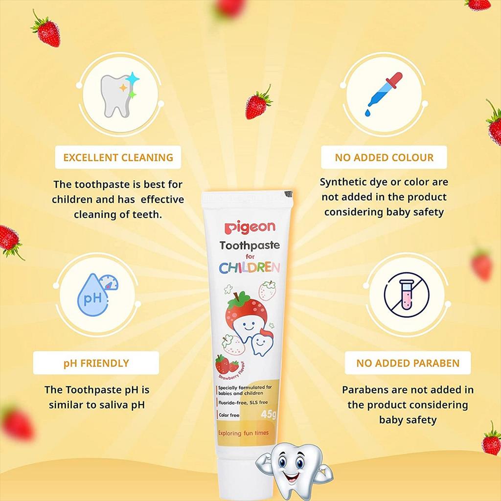 PIGEON Toothpaste 45gr Pasta Gigi Strawberry Odol Stroberi 45 gr