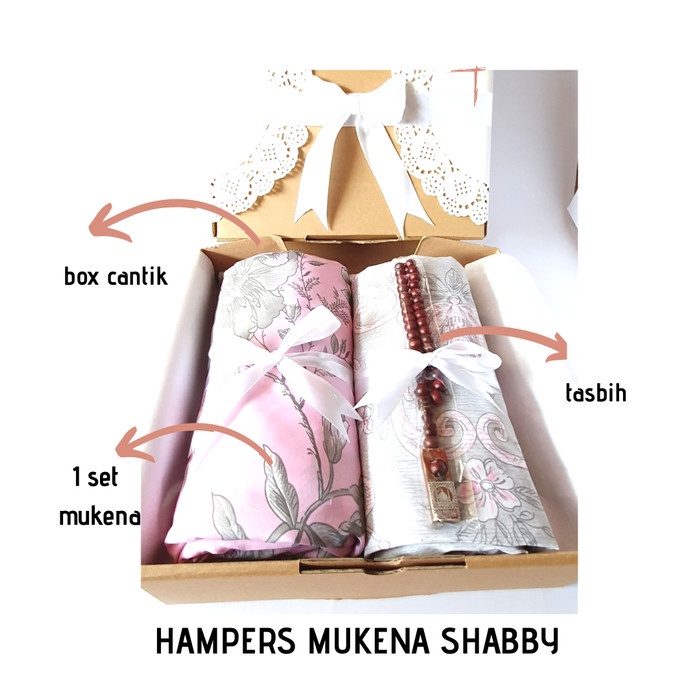 

[COD] HAMPERS KADO ULANGTAHUN/PENGANTIN MUKENA SHABBY FREE TASBIH&GIFT CARD