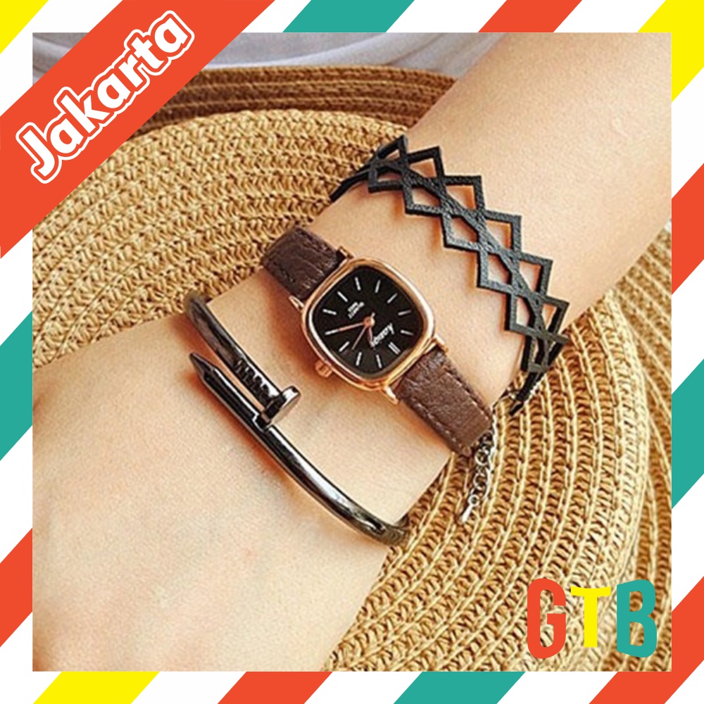 ❤️GTB❤️ Jam Tangan wanita Jam Tangan Quartz Gaya Retro Arloji kecil Sabuk JT050