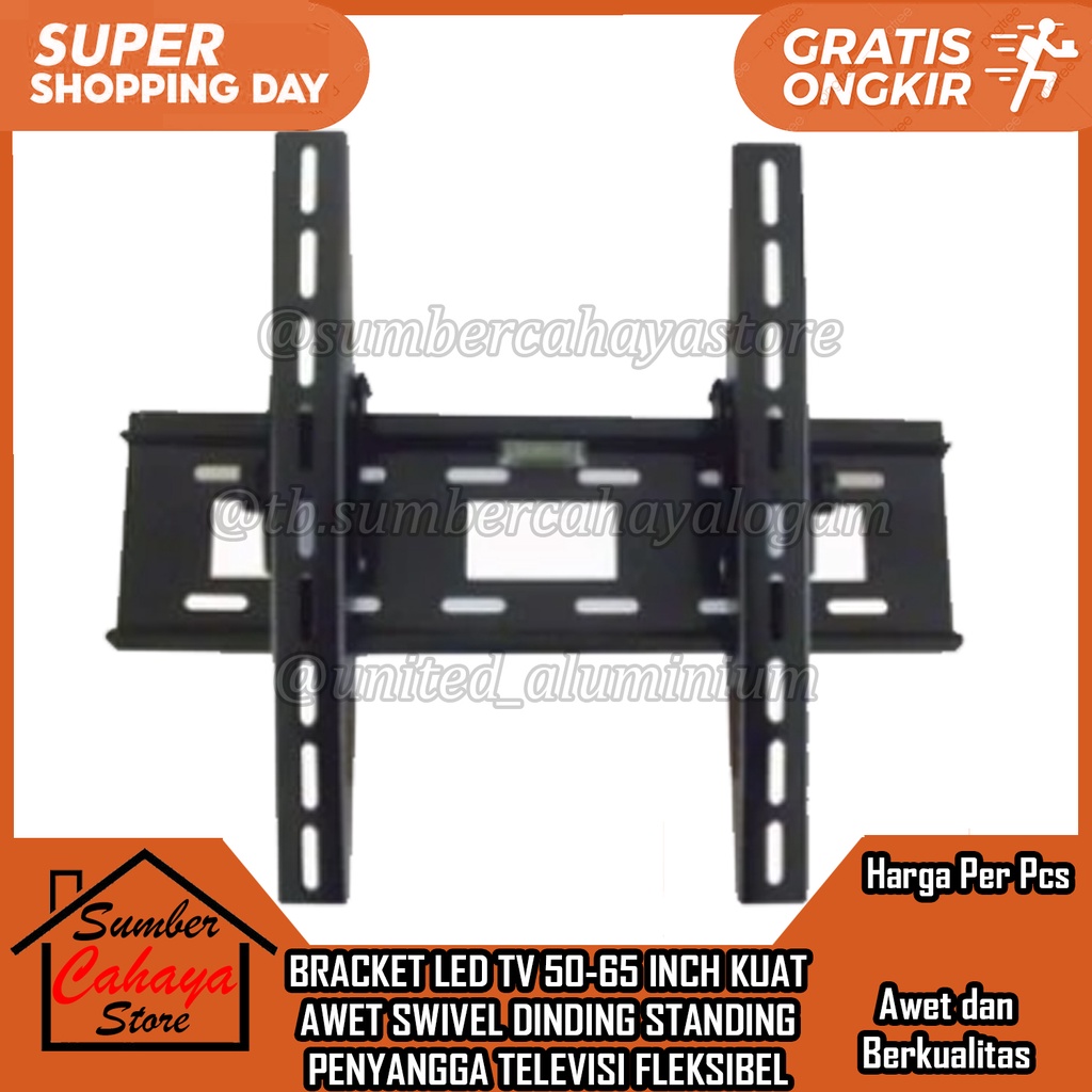 BRACKET TV BREKET BRAKET TELEVISI LED 50-65 IN INCI INCHI INCH ADJUSTABLE FLEKSIBEL SANDARAN TEGAK B