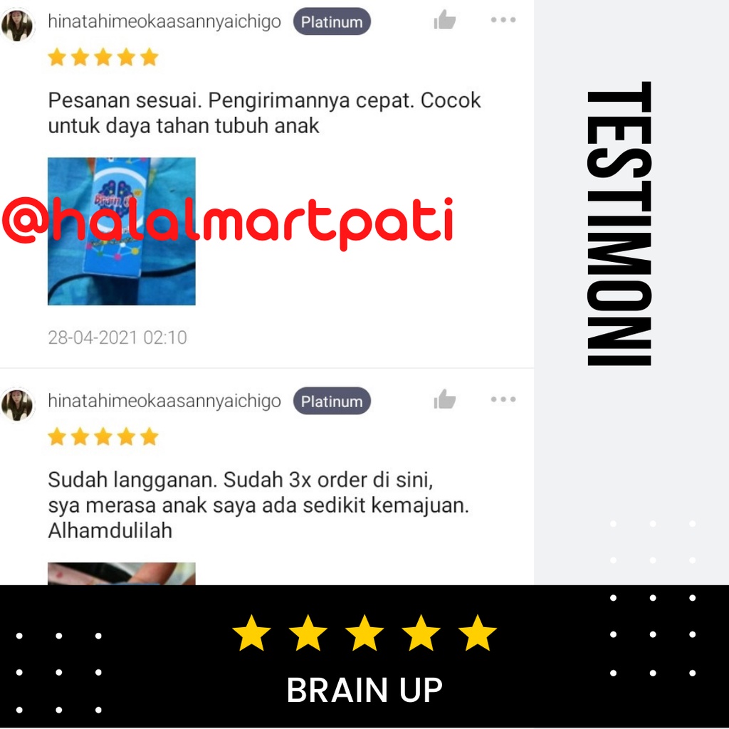Brain Up Probiotik Ekstrak Pegagan Madu Obat Suplemen Vitamin Nutrisi Speech Delay Penambah Peningkat Kecerdasan Konsentrasi Daya Ingat Otak Nafsu Makan Penurun Panas Demam Anak Pintar Cerdas