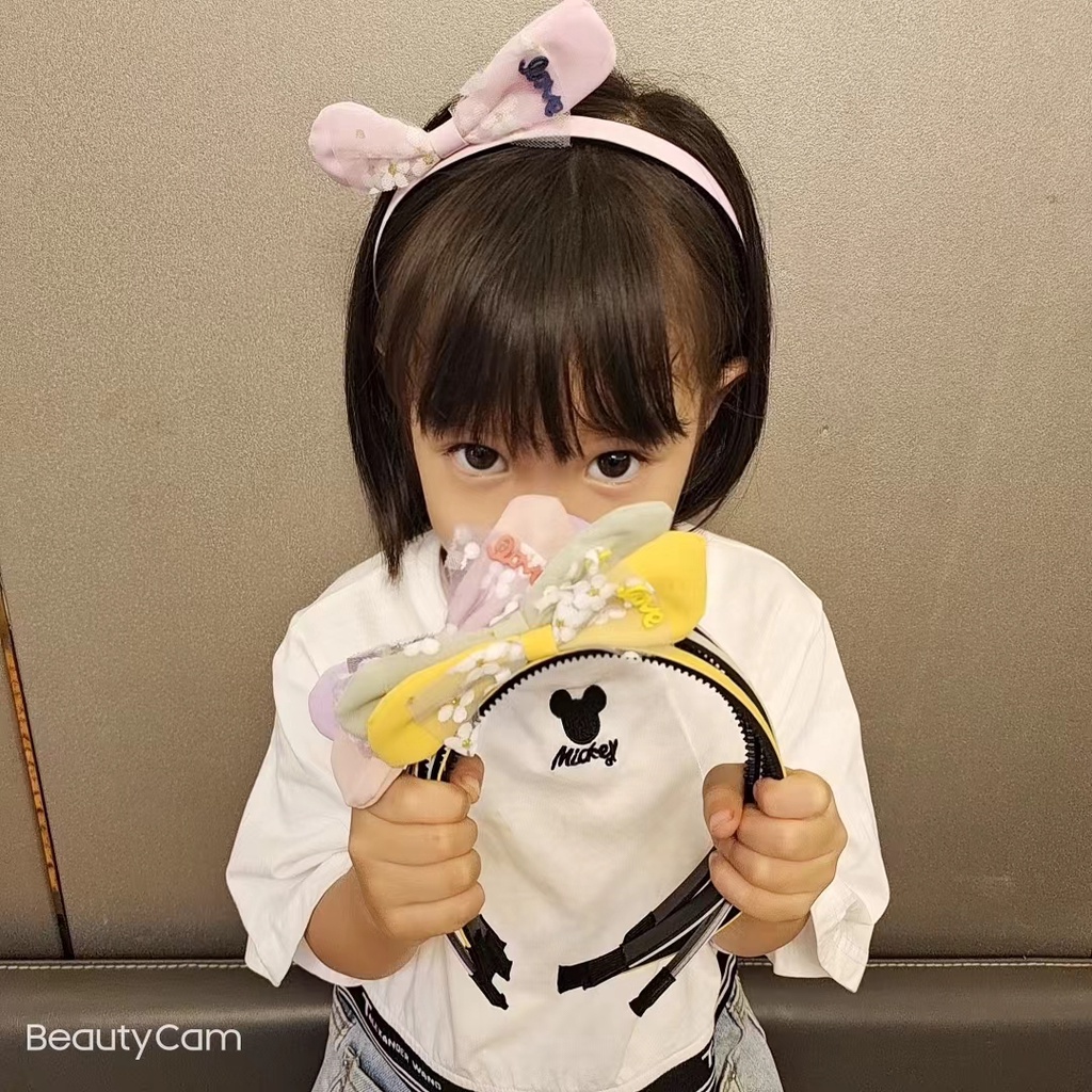 (Hello Girl)B32 Bando Anak Bandana Anak Motif Pita Love Import