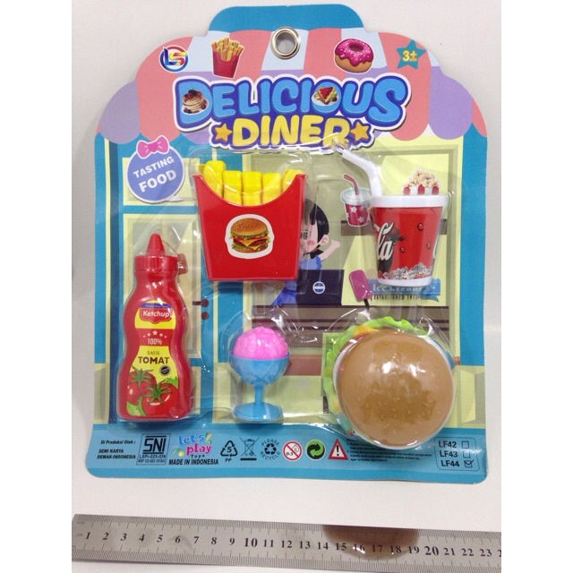 MAINAN FAST FOOD  MASAK MASAKAN CEPAT SAJI  DELICIOUS DINER SET BURGER LF44