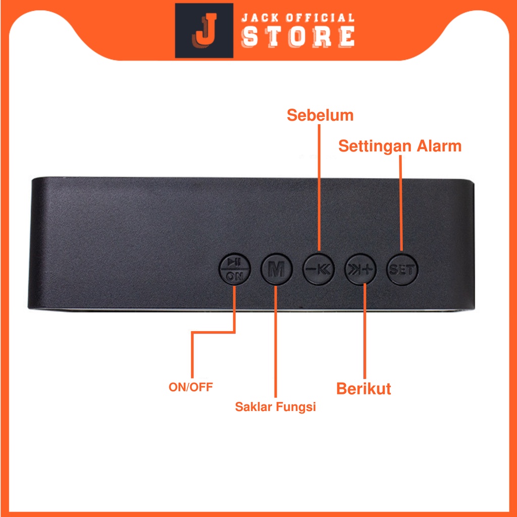 JACKSHOP Speaker Jam Bluetooth Portable Dan FM Radio Wireless Bass Mini Stereo Original Dapat Setting Alarm Untuk Membangunkan Anda LED Display Alarm Jam LED Jam Alarm Jam Meja Jam Mini Jam Audio