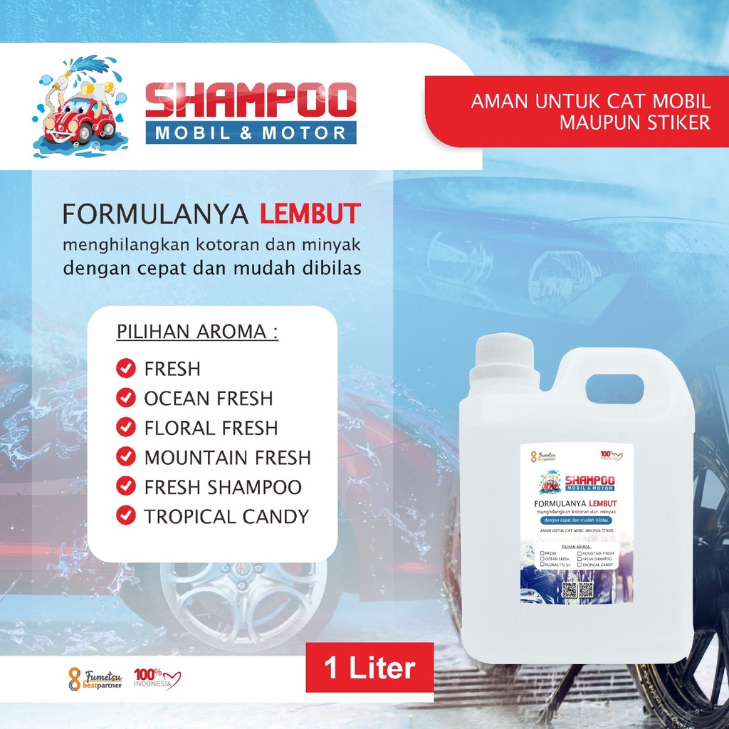 Shampoo Pembersih  Cuci Mobil Dan Motor Aroma Segar Wangi Kemasan 1 Liter Jerigen