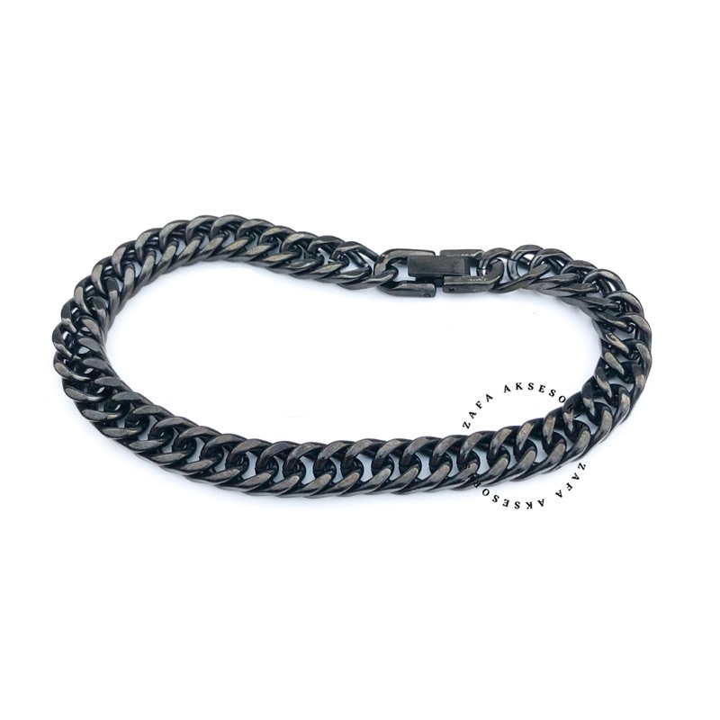 Zafa Gelang Titanium Anti Karat Rantai Pria - Fury Black