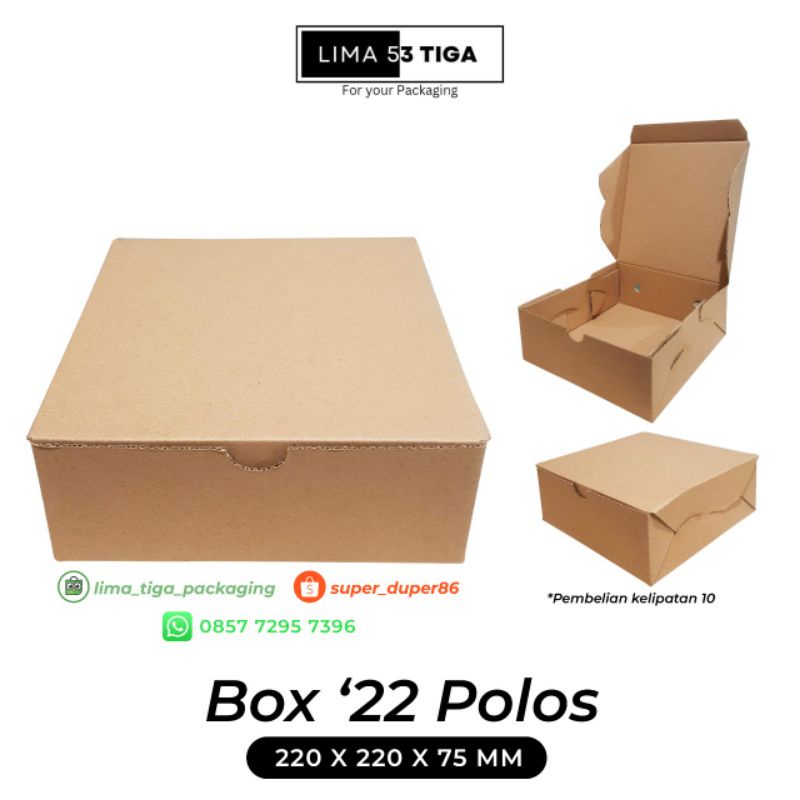 

Box Dus Coklat tebal Polos ukuran 22x22x7.5 cm untuk dus packaging/dus catering/dus kue