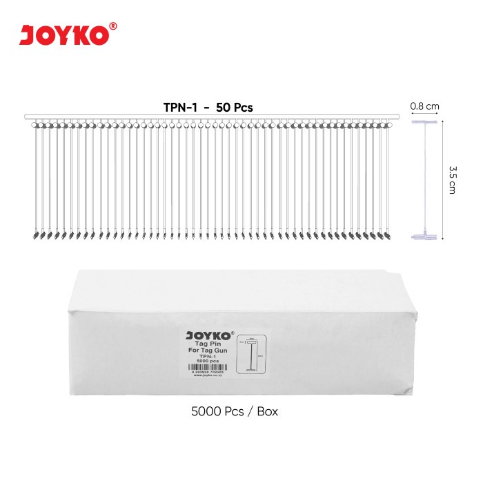 

Tag Pin Isi Refill Tag Gun Joyko 1 Box 5000 Pcs - TPN-1 35mm