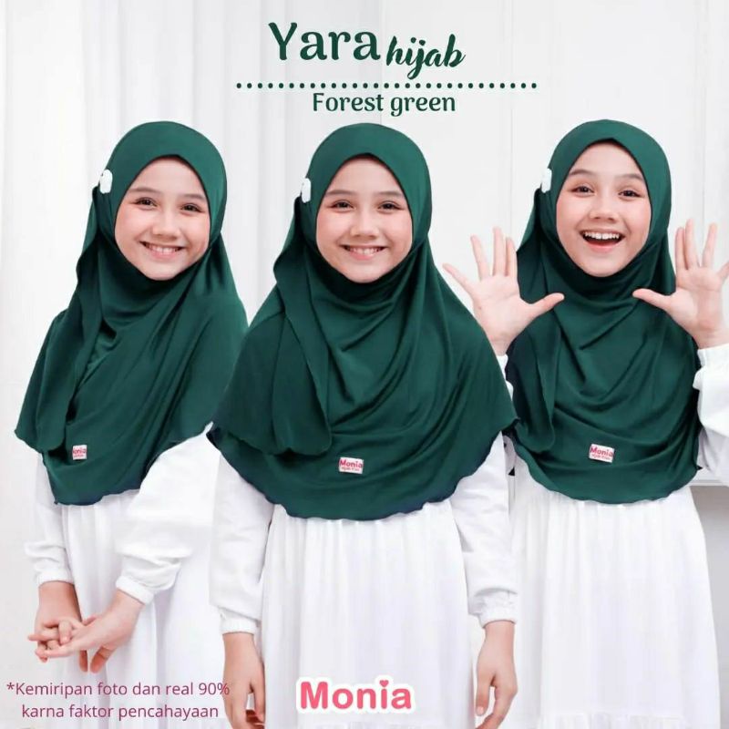 Yara Hijab by Monia Hijab Kids Forest Green MLXL | Hijab Terbaru