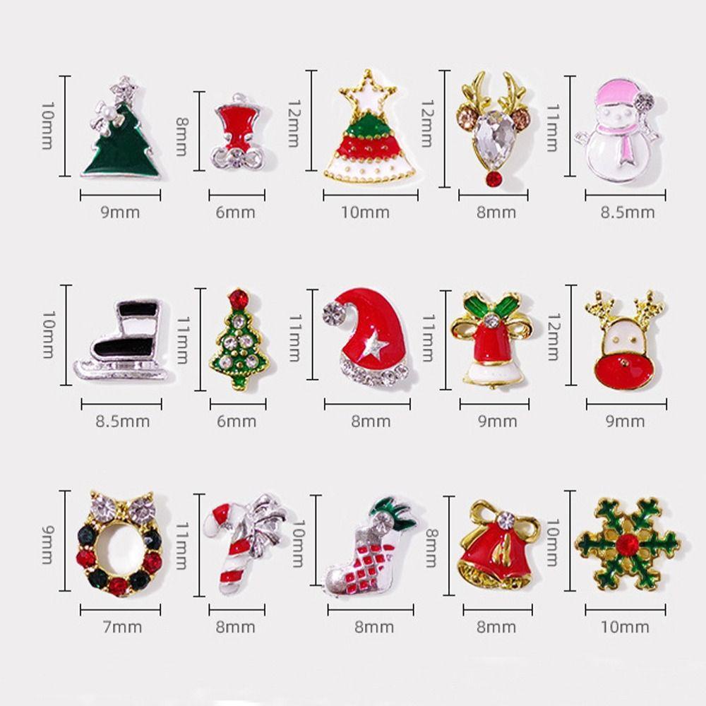 AUGUSTINA Agustinina Natal Dekorasi Nail Art Glitter Fashion Alloy Elk Woman Gift Santa Claus Snowflake Snowman Shiny 3D Rhinestones