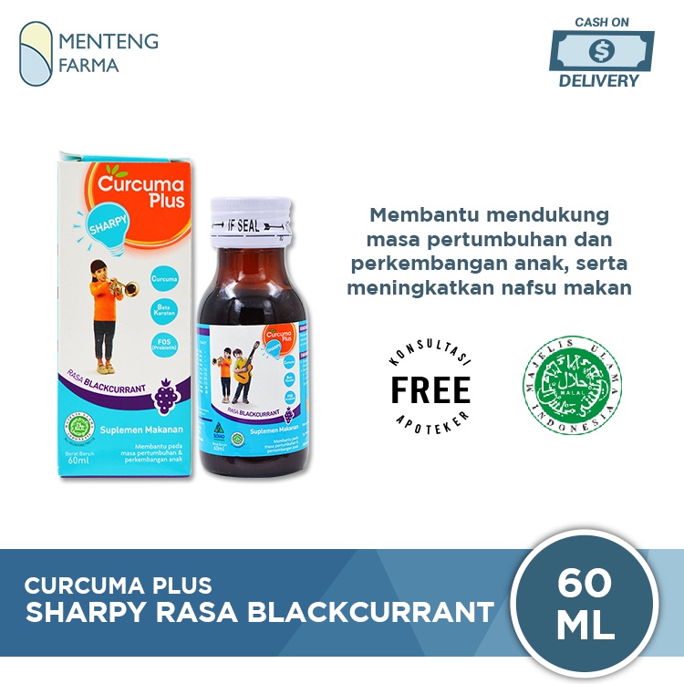 Curcuma Plus Sharpy Rasa Blackcurrant 60 mL - Suplemen Pertumbuhan dan Penambah Nafsu Makan Anak