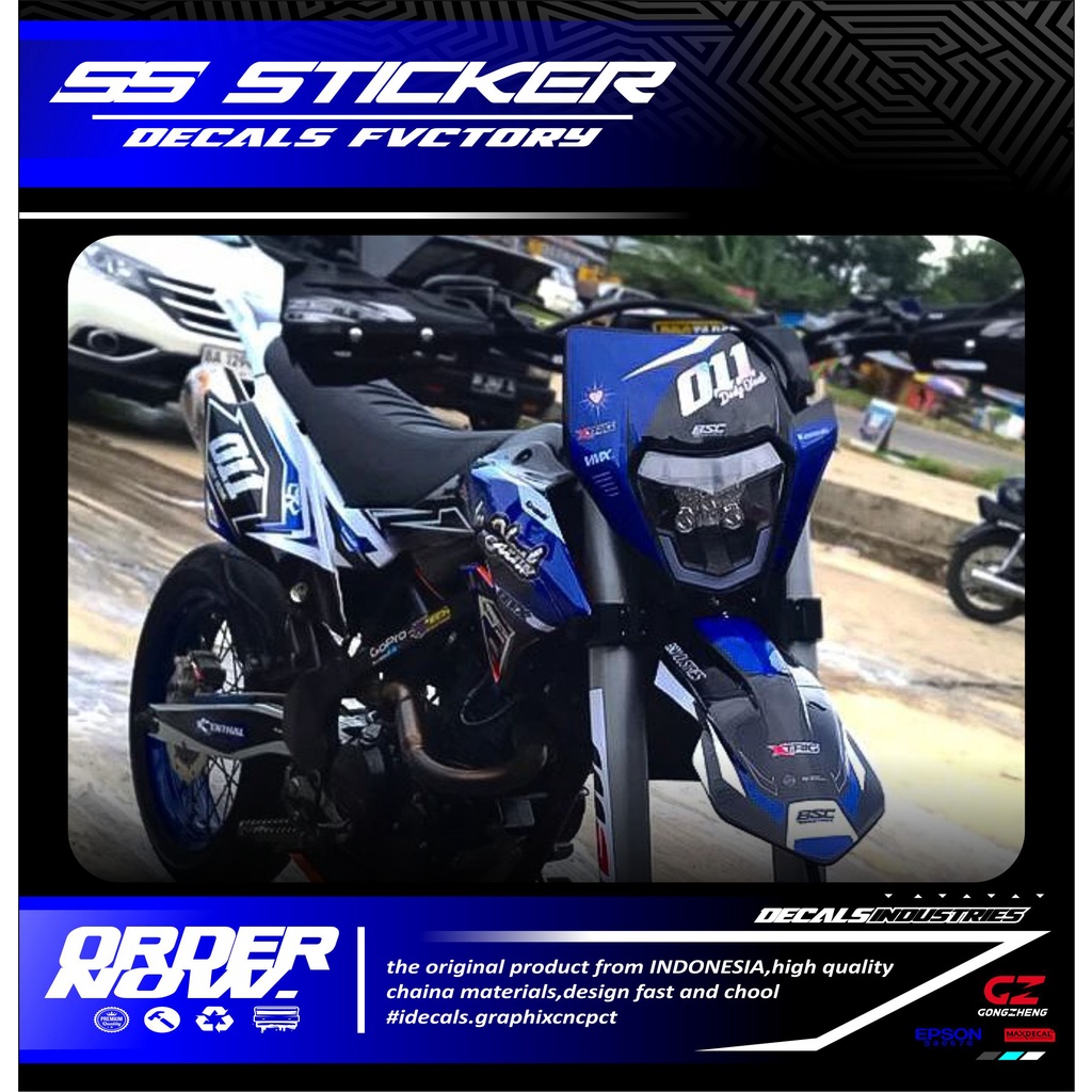 0079 FUL BODY DECAL STIKER KAWASAKI D-TRACKER MIX KOMBINASI CROM DAN BIRU CANDY
