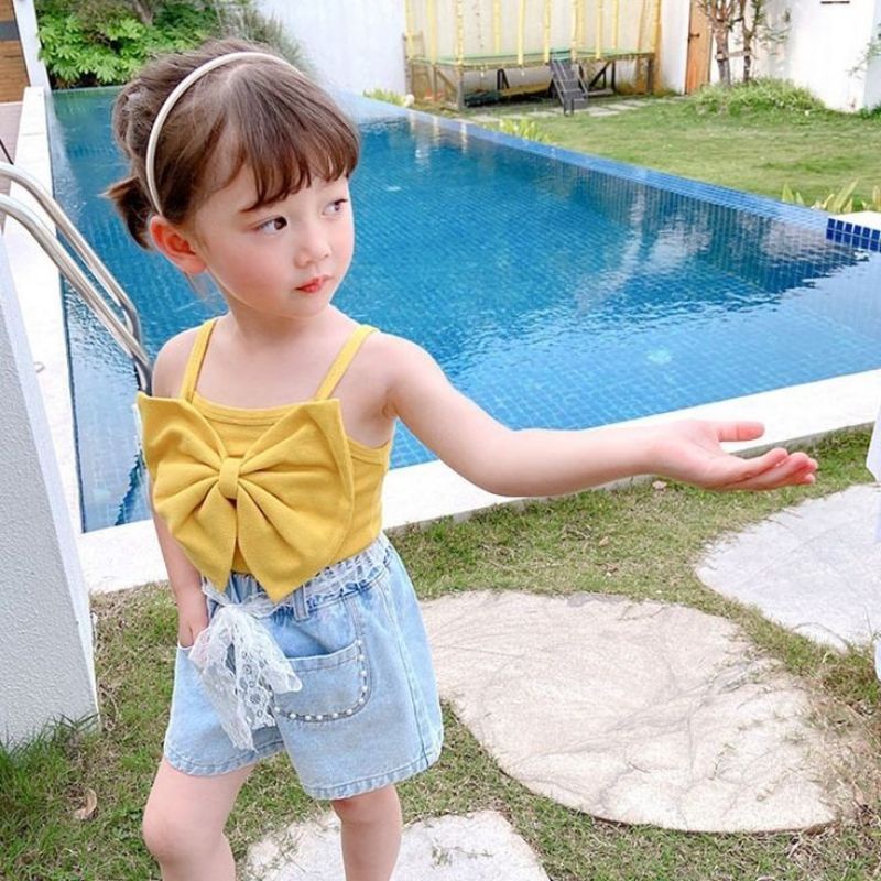 Crop Top Atasan Anak Perempuan Butterfly 1-3 Tahun