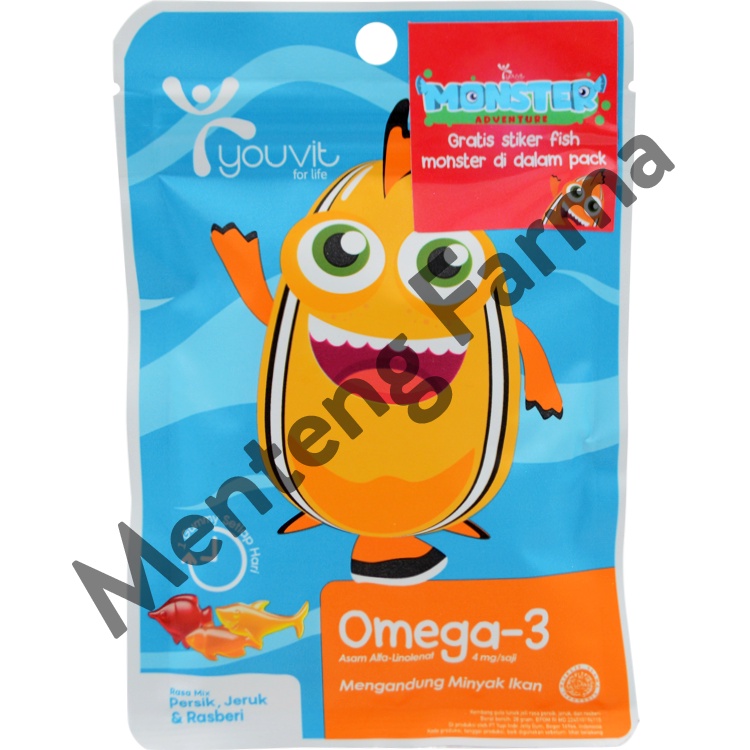 Youvit Omega 3 Kids 7 Gummies - Suplemen Omega 3 Bentuk Gummy Rasa Mix Buah