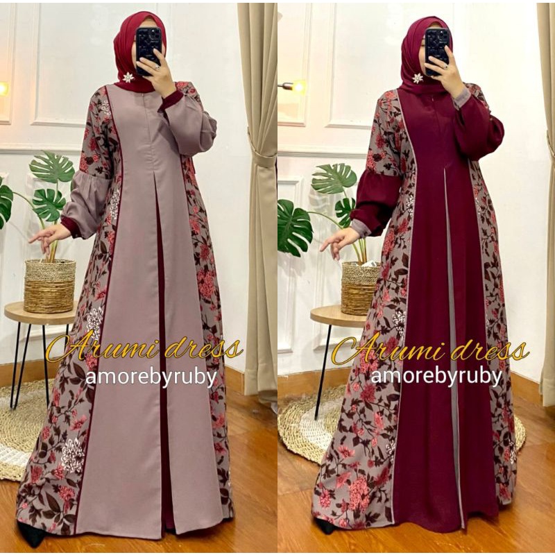 toko weny gamis motif modern kekinia 2022 edisi arilumi dress ORI amore by ruby