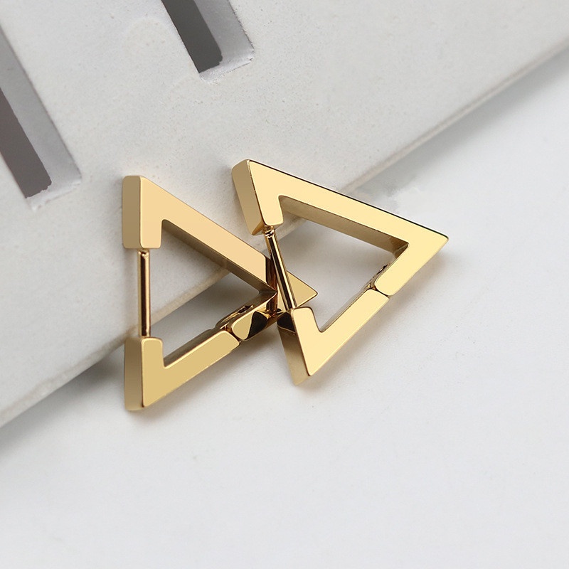 2 Pcs Anting Hoop Tindik Bentuk Geometris Bahan Stainless Steel Gaya Retro Untuk Pria Dan Wanita