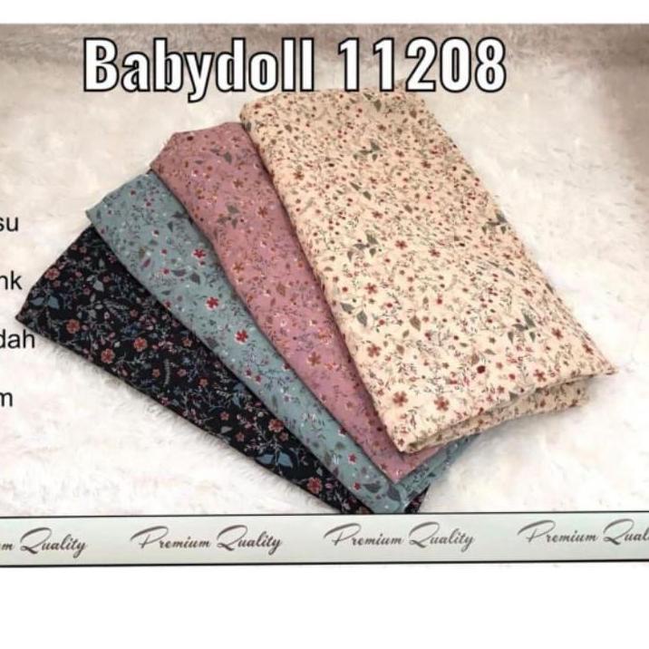 Menarik gamis terbaru bahan seruty babydoll motif printing bunga kecil serian 4A