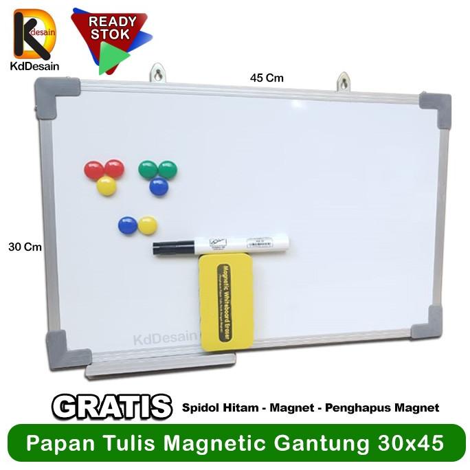 

Papan Tulis Whiteboard Magnetic Gantung 30x45 Spidol Hitam Mgnet Hapus