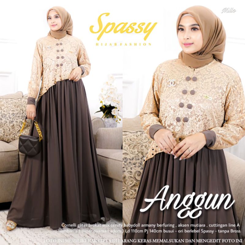 Anggun// Terbaru // Gamis Corneli Gliter brokat ori by Spassy