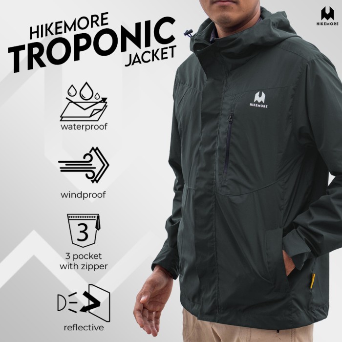 jaket wanita  Jaket Pria Wanita Casual Hikemore Troponic Outdoor - Dark Grey, M bisa COD hoodie term