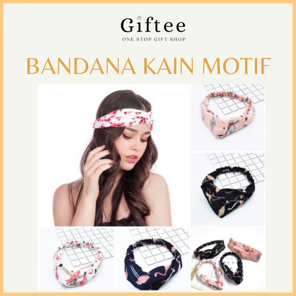 BANDANA KAIN MOTIF SIMPUL HEADBAND BANDO BENDO KOREA STYLE POLOS SALUR BUNGA HIASAN RAMBUT SILANG FA