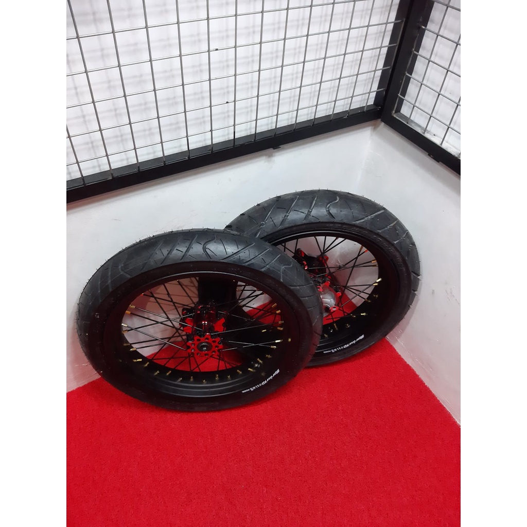 Roda Set Depan Belakang Supermoto Honda CRF Ban IRC Rood Winner Full Baru