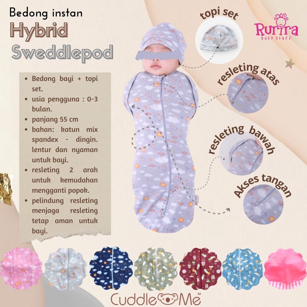 Bedong Instan Bayi Newborn CuddleMe Hybrid SwaddlePod Ergonomis Praktis Nyaman SNI