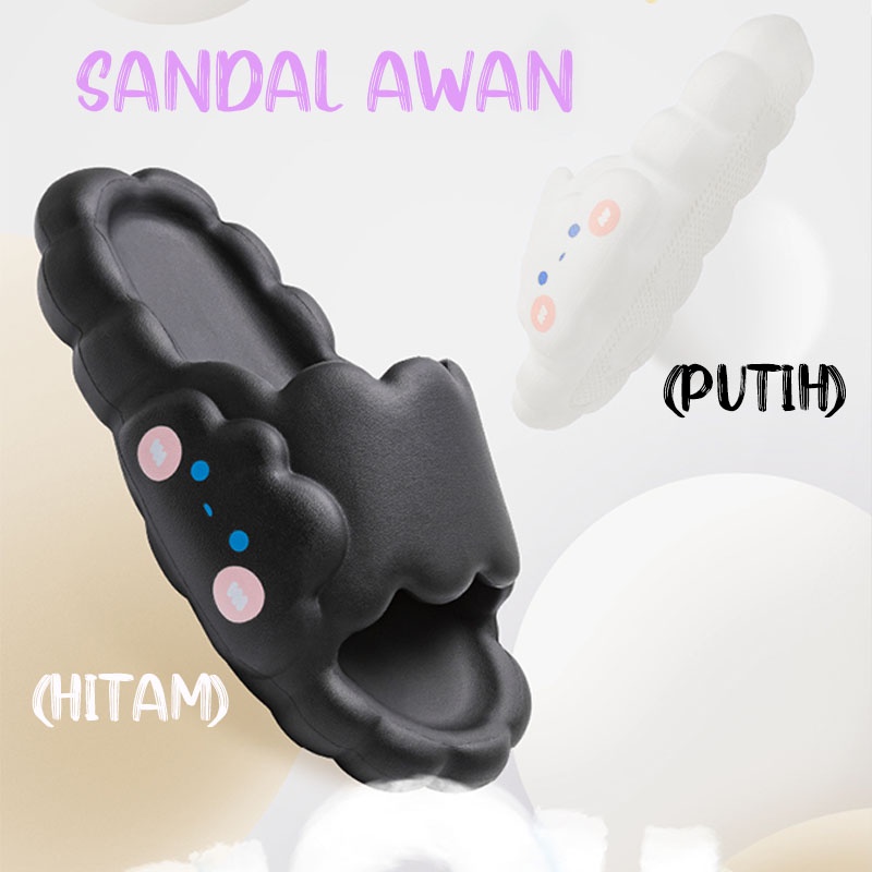 KOMIN Sandal Awan Kartun Musim Panas Sandal Rumah Ringan Empuk Bahan Eva Tebal  Sandal Wanita Murah Sendal Pria Kekinian Modelkorea Imut lucu Sandal Pria Sandal Anak Perempuan Sandal Jelly Karet Wanita Sandal Slop Cewek Miniso
