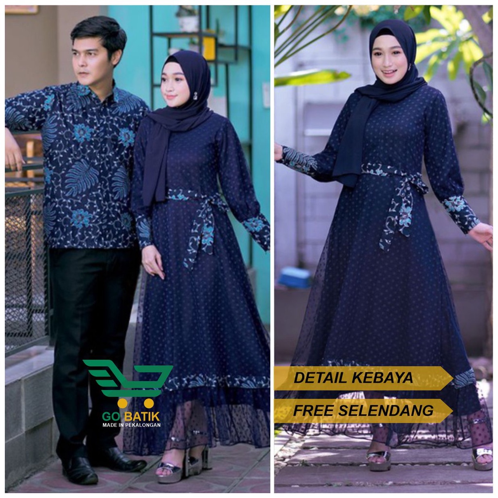 Gamis Couple Modern Baju Couple Pasangan Dress Brokat Luna Series Terbaru 2022