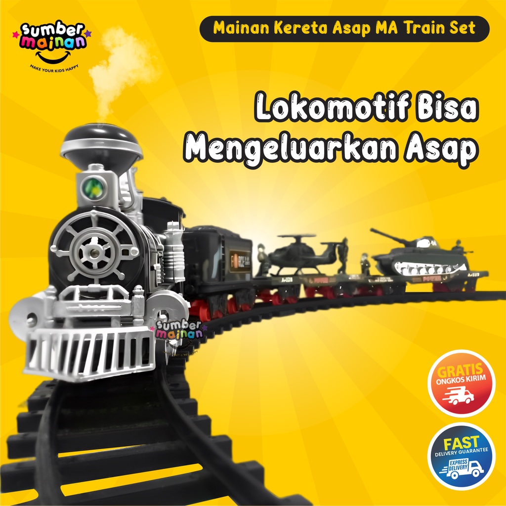 Mainan Anak Kereta Api Rel Satu Set Asap Smoke MA Train Set Terlaris By Sumbermainananak