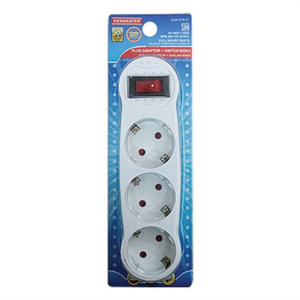 Steker Colokan Listrik 3 lubang + Saklar / Kenmaster Plug Adaptor