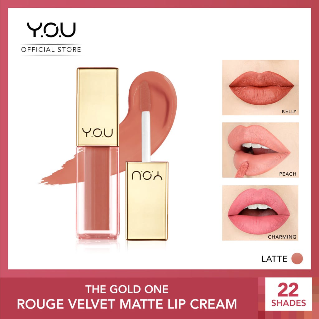 Y.O.U The Gold One Rouge Velvet Matte Lip Cream Quick Dry and Long Lasting Original 100% By You
