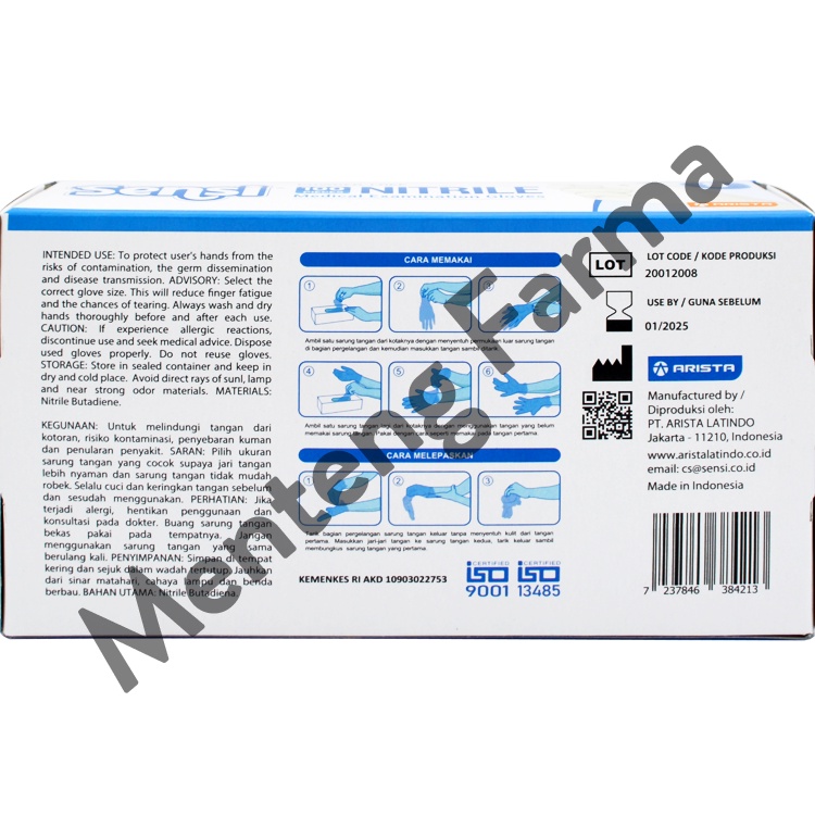 Sensi Sarung Tangan Nitrile Size S Isi 100 pcs - Non Latex Powder Free