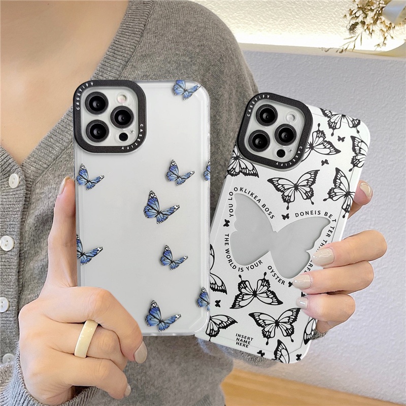 Butterfly Soft Case Tpu Transparan Motif Kupu-Kupu Untuk iPhone 7 8 6 6s plus X XR XS max 11 12 13 pro max SE 2020