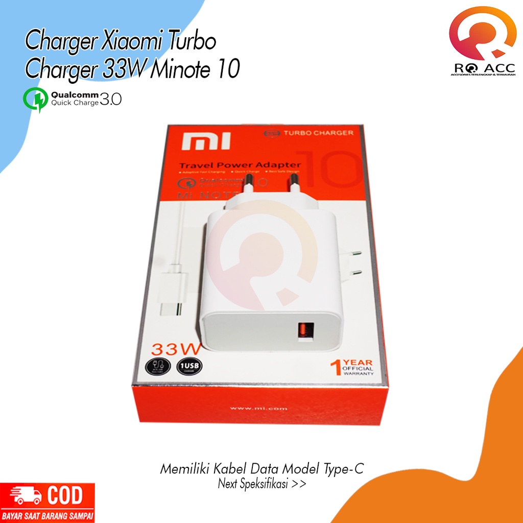 [RO ACC] ORI99 CHARGER XIAOMI TURBO CHARGER 33W MINOTE 10