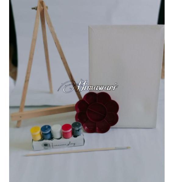 

➼qo Readystock PAKET LENGKAP / KANVAS 20X30CM / PALET / CAT ACRYLIC / KUAS NO.1 / EASEL ( STANDING KANVAS ) 69 ✺